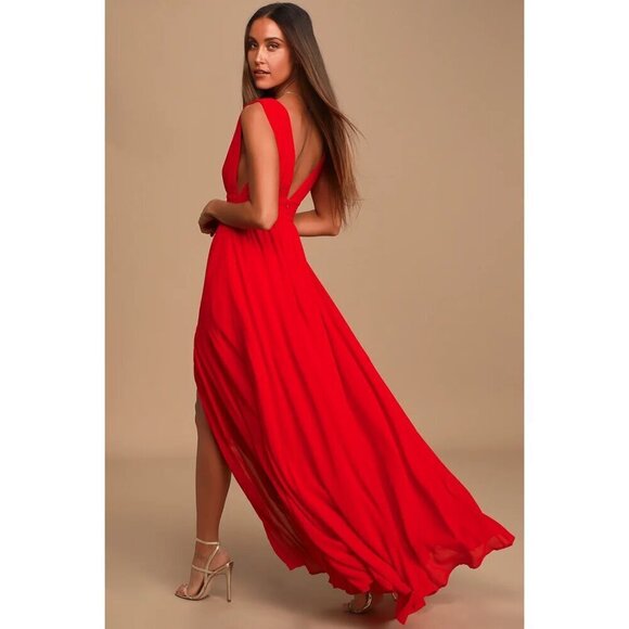 Lulu's Heavenly Hues Red Maxi Dress Wedding Bridesmaid Formal Size XS NWT - Picture 3 of 11